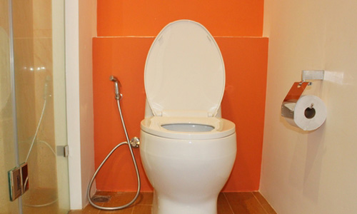 トイレ,壁紙,オレンジ